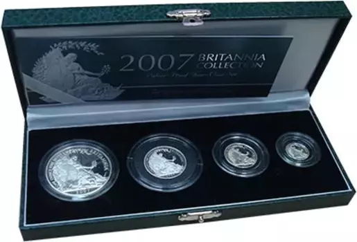 Набор монет Британния 2007 года Англии 2007 года Серебро Набор Британния коллекшн из четырех монет с изображением аллегорической фигуры Британни: 20 пенсов (серебро 958
