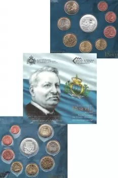Набор монет Джованни Пасколи-поэт Сан-Марино 2012 года `Подарочный набор посвящён итальянскому поэту Джованни Пасколи