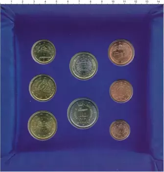 Набор монет Евронабор 2002 Сан-Марино 2002 года Набор из восьми монет регулярной чеканки от 1 евроцента до 2 евро