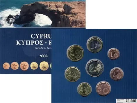 Набор монет Евронабор 2008 Кипра 2008 года Евронабор 2008