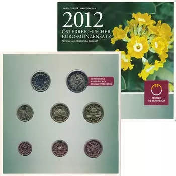 Набор монет Евронабор 2012 года Австрии 2012 года Набор из восьми монет регулярной чеканки от 1 евроцента до 2 евро