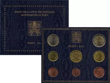Набор монет Евронабор 2014 года Ватикана 2014 года Подарочный набор 2014 года выпуска