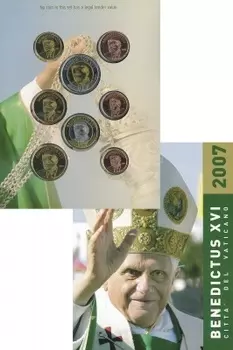 Набор монет Европроба 2007 Ватикана 2007 года Набор фантазийных евромонет состоит из восьми номиналов