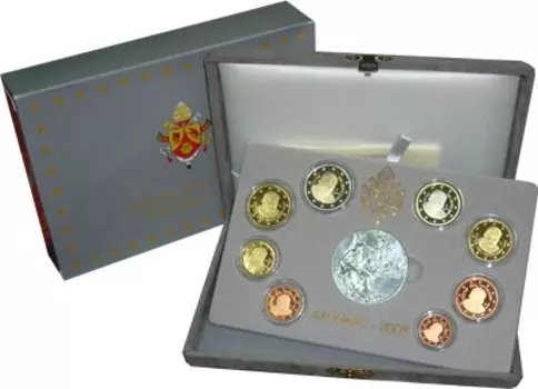 Набор монет Евровыпуск 2006 года Ватикана 2006 года Подарочный евронабор Ватикан-2006, посвященный понтифику Бенедикту XVI