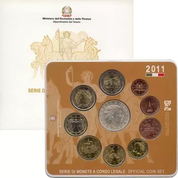 Набор монет Евровыпуск 2011 года Италии 2011 года Подарочный набор 2011 года выпуска