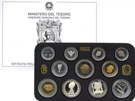 Набор монет Италия 1992 Италии 1992 года Подарочный набор монет Италии 1992 года