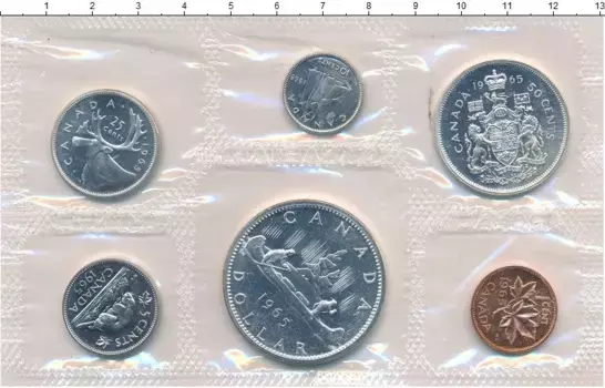 Набор монет Канада-1965 Канады 1965 года Годовой набор монет Канады выпуска 1965 года