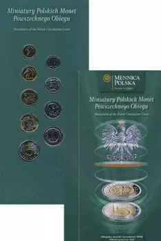Набор монет Миниатюрные Польские монеты Польши 2008 года Набор уменьшенных монет регулярного чекана от 1 гроша до 5 злотых
