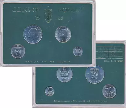 Набор монет Набор 1983 года Норвегии 1983 года Медно-никель В наборе 4 монеты номиналом от 50 эре до 5 крон