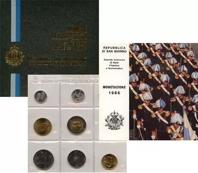 Набор монет Набор 1986 года Сан-Марино 1986 года Набор монет Сан-Марино 1986 года выпуска