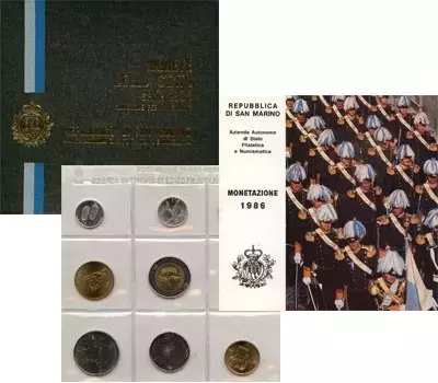 Набор монет Набор 1986 года Сан-Марино 1986 года ?? Набор монет "Сан-Марино 1986" ?? Представляем вашему вниманию изысканный набор монет Сан-Марино, выпущенный в 1986 году