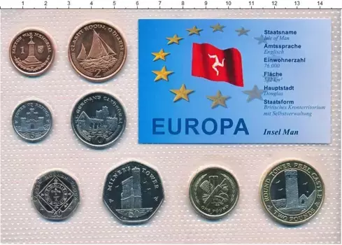 Набор монет Набор 1998-2005гг, Острова Мэн ? "Острова Мэн" - нумизматический набор из 8 монет, 1986-2005 г