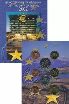 Набор монет Набор 2002 года Ирландии 2002 года Набор из 8 монет от 1 евроцента до 2 евро