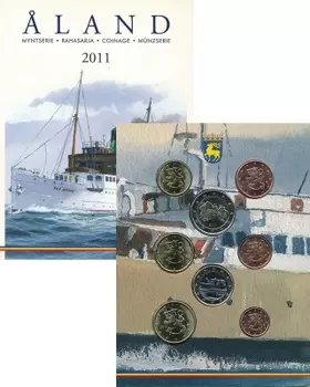 Набор монет Набор 2011 года Финляндии 2011 года Набор из 8 монет от 1 евроцента до 2 евро с памятной маркой