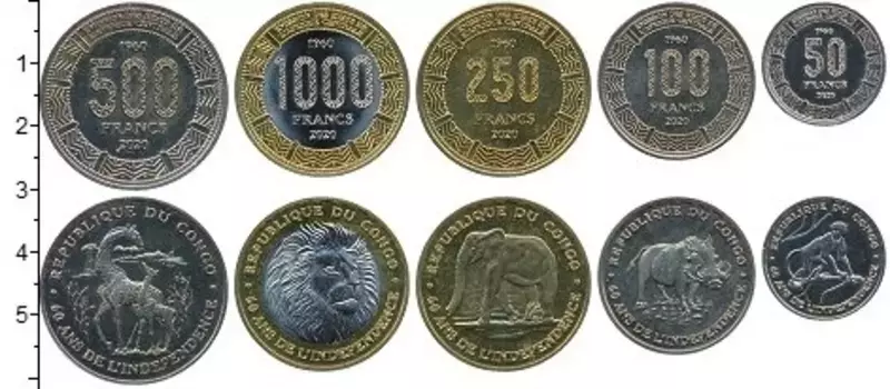 Набор монет Набор 2020 года Конго 2020 года UNUSUAL