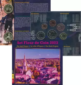 Набор монет Набор 2023 года Бельгии 2023 года ?? "Бельгийское нумизматическое изящество" - Набор монет Fleur de Coin 2023 ?? Исследуйте культурное наследие и живописные пейзажи Бельгии с этим восхитительным набором монет Fleur de Coin за 2023 год