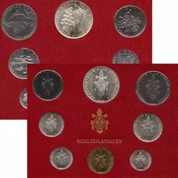 Набор монет Набор монет 1976 года Ватикана 1976 года Набор монет 14-го года понтификата Павла VI