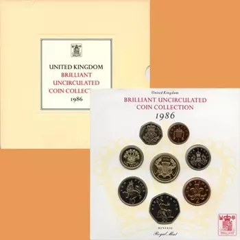 Набор монет Набор монет 1986 года Англии 1986 года Подарочный набор Великобритания 1986