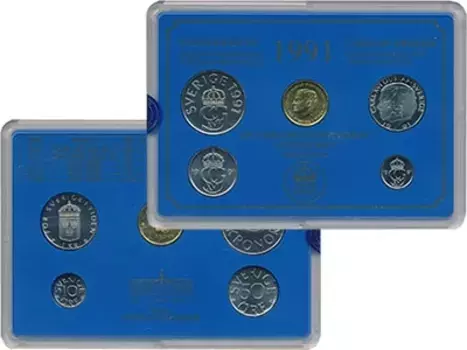 Набор монет Набор монет 1991 года выпуска Швеции 1991 года Набор посвящён монетам Швеции 1991 года