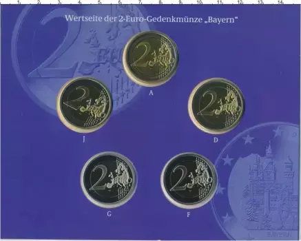 Набор монет Набор монет Германии 2012 года Биметалл A,D,F,G,J