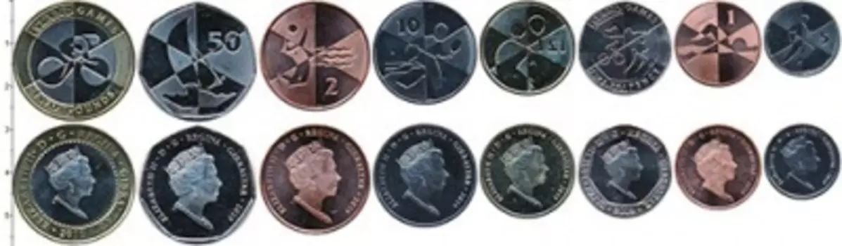 Набор монет набор монет Гибралтара 2019 года В наборе 8 монет номиналом 2 фунта биметалл,1 фунт латунь,50,20,10 и 5 пенсов медь-никель,1 и 2 пенса медь
