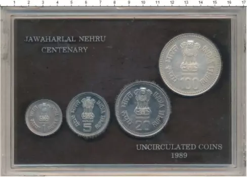 Набор монет Набор монет Индии 1989 года 100 лет со дня рождения Неру