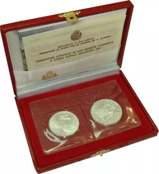 Набор монет Олимпийские игры 1992 года Сан-Марино 1991 года Серебро Набор посвящен Олимпийским играм 1992 года