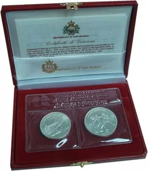 Набор монет Олимпийские игры 1992 года Сан-Марино 1992 года Серебро Набор посвящен Олимпийским играм 1992 года