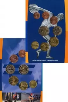 Набор монет Олимпийские игры-2004 в Афинах Греции 2004 года Подарочный набор евромонет посвящен Олимпийским играм - 2004-го года в Афинах