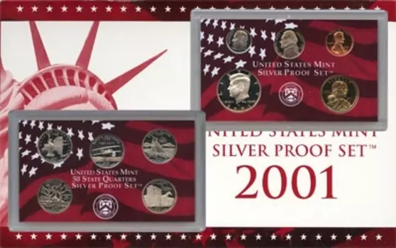 Набор монет Пруф-сет 2001 года Америки 2001 года Подарочный набор пруф-сет 2001 года