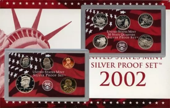 Набор монет Набор монет 2002 года Америки 2002 года Серебро Подарочный набор пруф-сет 2002 года