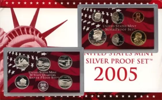Набор монет Пруф-сет 2005 года Америки 2005 года Подарочный набор пруф-сет 2005 года