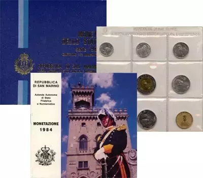 Набор монет Регулярный выпуск 1984 года Сан-Марино 1984 года ?? Регулярный выпуск монет 1984 года - Сан-Марино ?? Представляем вам уникальный набор монет Сан-Марино, выпущенный в 1984 году, посвященный великим умам человечества, которые своими открытиями и изобретениями изменили мир