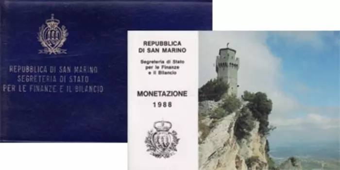Набор монет Регулярный выпуск 1988 года, Сан-Марино 1988 года Набор посвящен регулярному выпуску 1988 года