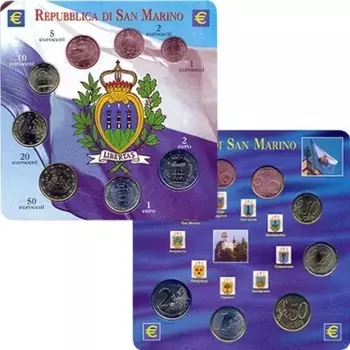 Набор монет Сан-Марино 2006-2010 Сан-Марино В набор входят восемь монет регулярной чеканки от 1 евроцента до 2 евро 2006-2010гг