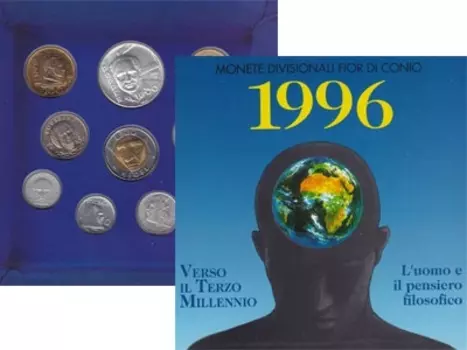 Набор монет Сан Марино - часть Европы Сан-Марино 1996 года Памятная монета посвящена очень большому соседу Сан-Марино, а именно Евросоюзу