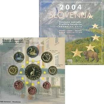 Набор монет Словения 2004 Словении 2004 года 9 моделей евро-монет Словении: 1 евроцент, 2 евроцента, 5 евроцентов - медь