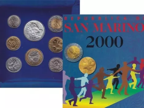 Набор монет Выпуск 2000 года, Основные человеческие ценности Сан-Марино 2000 года Набор посвящен самым главным ценностям каждого человека