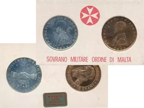 Набор монет Выпуск монет 1975 года Мальтийского ордена 1975 года Подарочный набор монет Мальтийского ордена 1975 года выпуска
