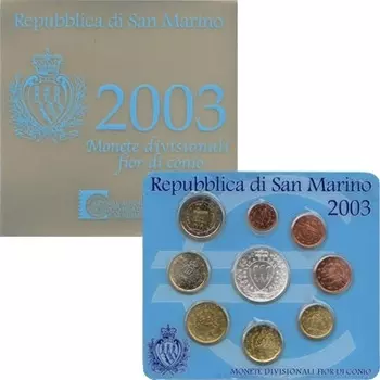 Набор монет Выпуск монет 2003 Сан-Марино 2003 года Евро был введён в Сан-Марино 1 января 2002 года, заменив прежнюю валюту — санмаринскую лиру