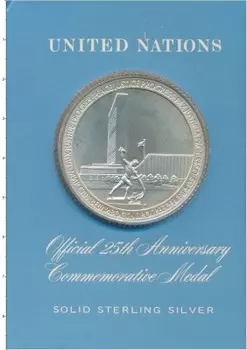 Набор монет Жетон Англии 1970 года Серебро 25 лет ООН