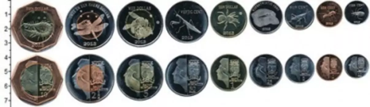 Набор монет Остров Святого Евстафия 2013 Острова Святого Евстафия 2013 года В наборе 9 монет номиналом 1 цент, 5 центов, 10 центов, 25 центов, 50 центов, 1 доллар, 2 1/2 доллара (биметалл), 5 долларов (биметалл), 10 долларов (биметалл)