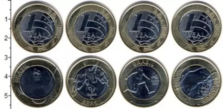 Набор монет Бразилия 2014 Бразилии 2014 года Биметалл В наборе 4 монеты номиналом 1 реал каждая