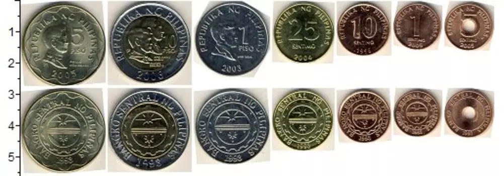Набор монет Филиппины 2005-2010 Филиппин 2010 года В наборе 7 монет номиналом 1 сентим, 5 сентим, 10 сентим, 25 сентим, 1 писо, 5 писо, 10 писо 2010-2013гг