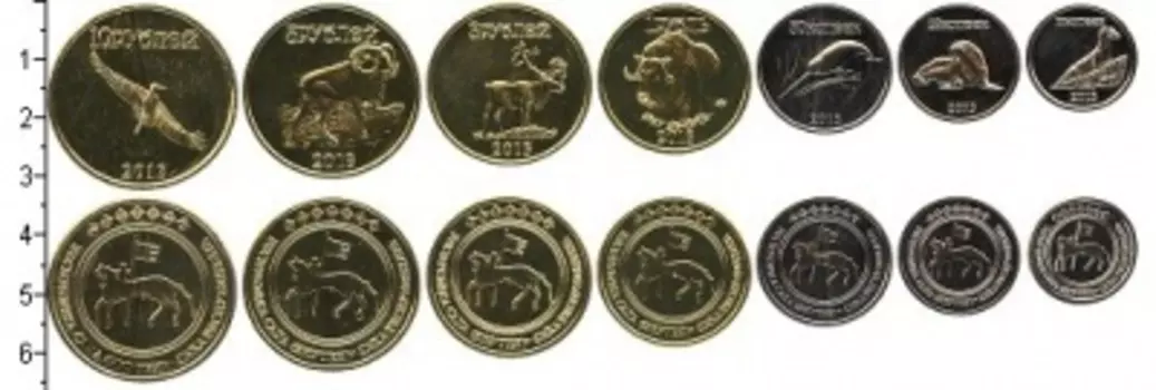 Набор монет Саха(Якутия) 2013 России 2013 года В наборе 7 монет номиналом: 10 копеек, 25 копеек, 50 копеек, 1 рубль, 3 рубля, 5 рублей, 10 рублей