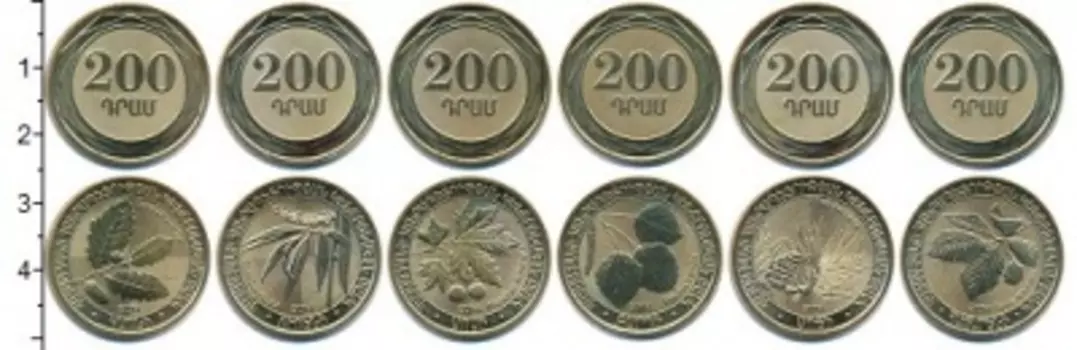 Набор монет Армения 2014 Армении 2014 года В наборе 6 монет номиналом по 200 драм каждая