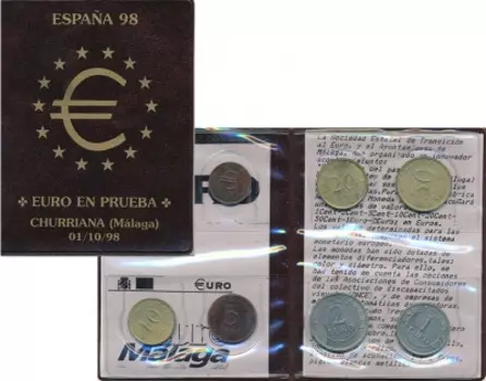 Набор монет Европроба 1998 Испании 1998 года Официальная ПРОБА