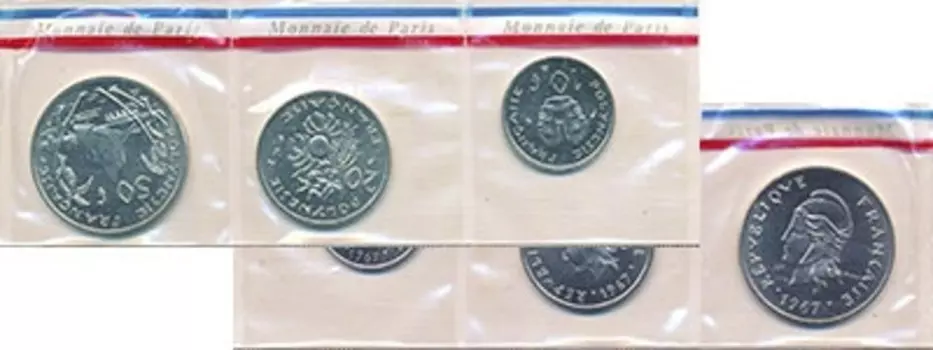 Набор монет Полинезия 1967 Полинезии 1967 года Медно-никель В набор входят три монеты номиналом 10 ,20, 50 франков