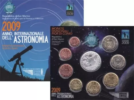 Набор монет Евронабор 2009 Сан-Марино 2009 года Набор монет республики Сан-Марино 2009 года выпуска посвящён астрономии