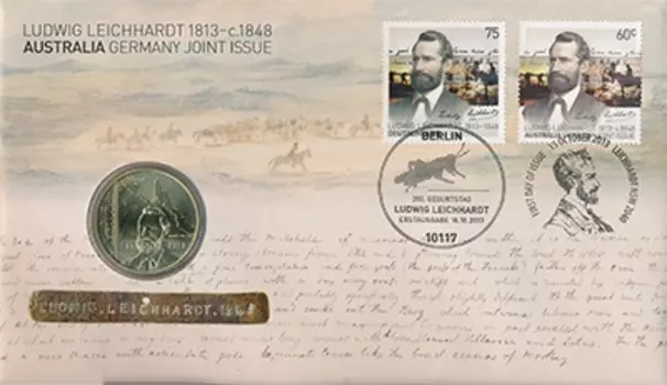 Набор монет доллар Австралии 2013 года Латунь Однодолларовая монета посвящена немецкому путешественнику Людвигу Лейгардту (1813-около 1848)
